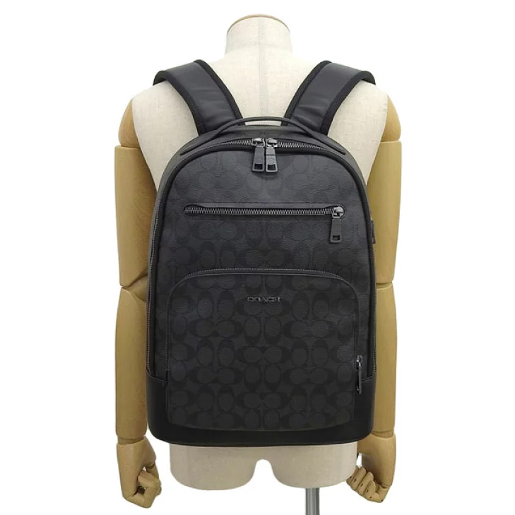 Coach Ethan Backpack In Signature Canvas Gunmetal Black Black # CL962