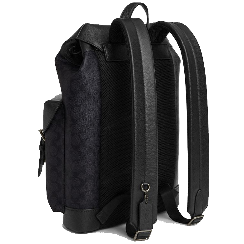 Coach Warner Backpack In Signature Canvas Gunmetal Charcoal Black # CW211