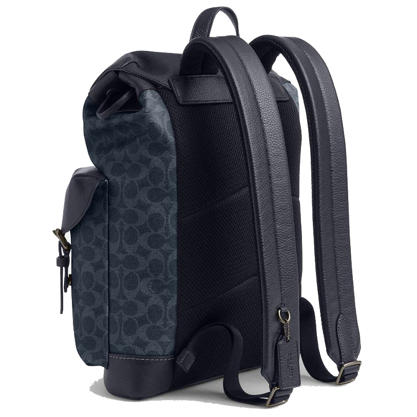 Coach Warner Backpack In Signature Canvas Gunmetal Denim Midnight Navy # CW211