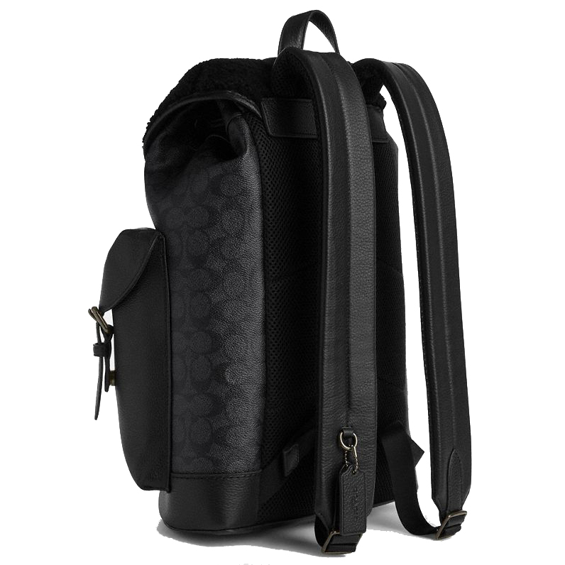 Coach Warner Backpack In Signature Canvas Black Copper Charcoal Black # CY781