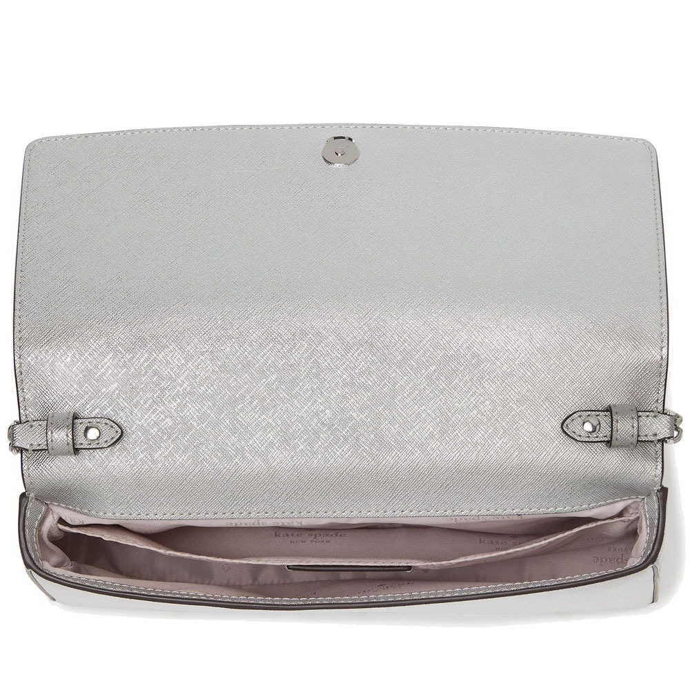 Kate Spade Kenzie Metallic Small Convertible Crossbody Lunar Light # KI964