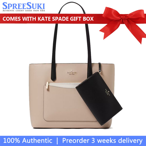 Kate Spade Staci Colorblock Leather Large Tote Set Warm Beige # KH401