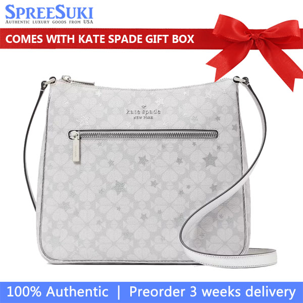 Kate Spade Spade Flower Star Toss Large Swingpack Crossbody Platinum Grey Multi # KI906