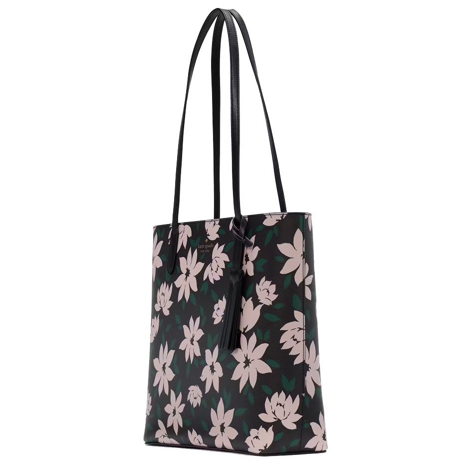 Kate Spade Jana Winter Blooms Medium Tote Black Multi # KI863