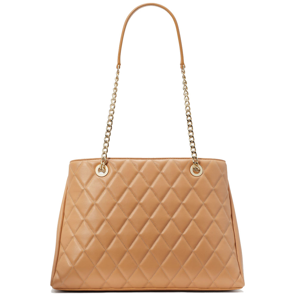 Kate Spade Carey Smooth Quilted Triple Comp Tote Tiramisu Mousse # KH229