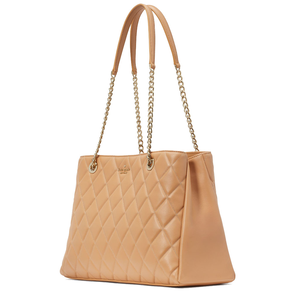 Kate Spade Carey Smooth Quilted Triple Comp Tote Tiramisu Mousse # KH229