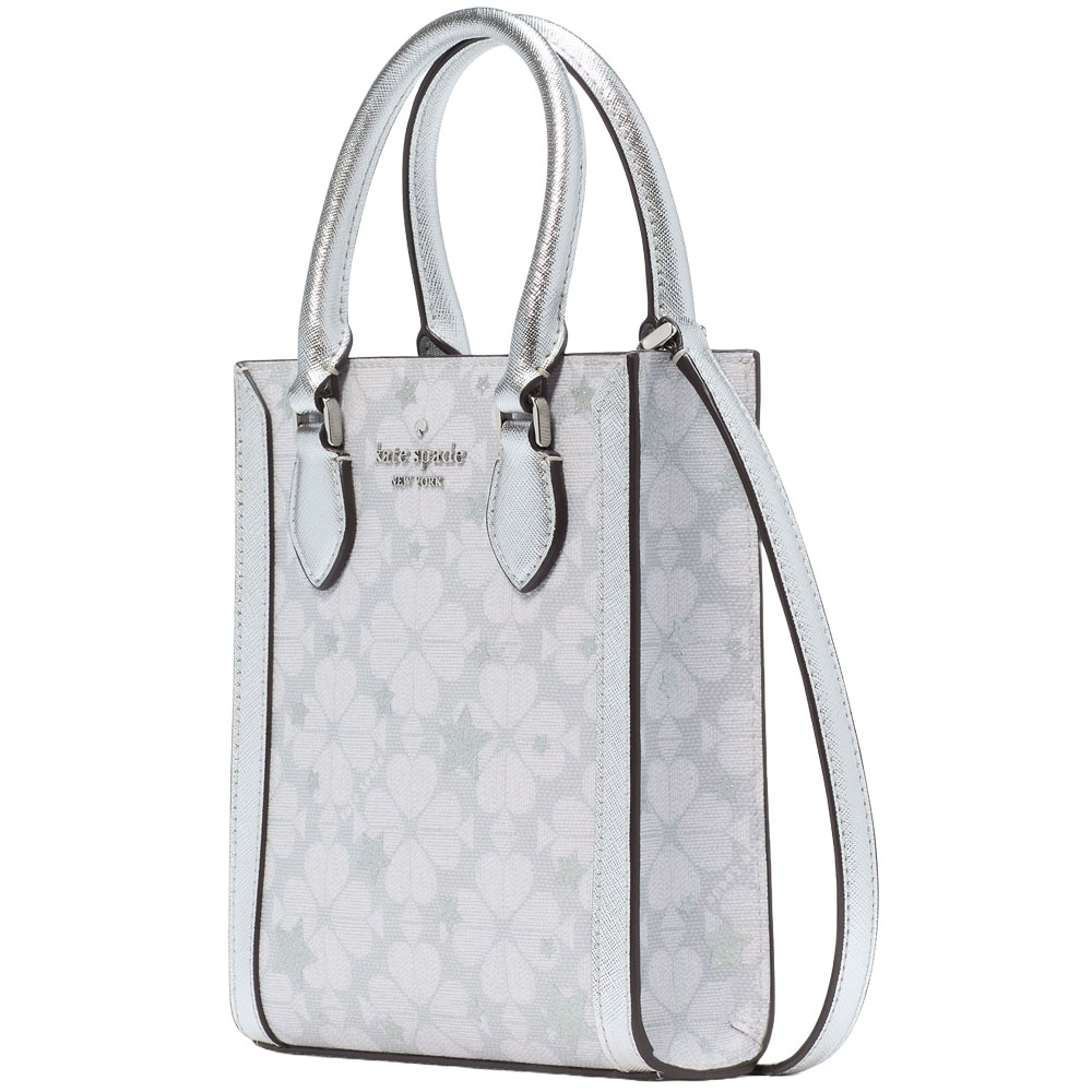 Kate Spade Spade Flower Star Toss Small Tote Platinum Grey Multi # KJ957