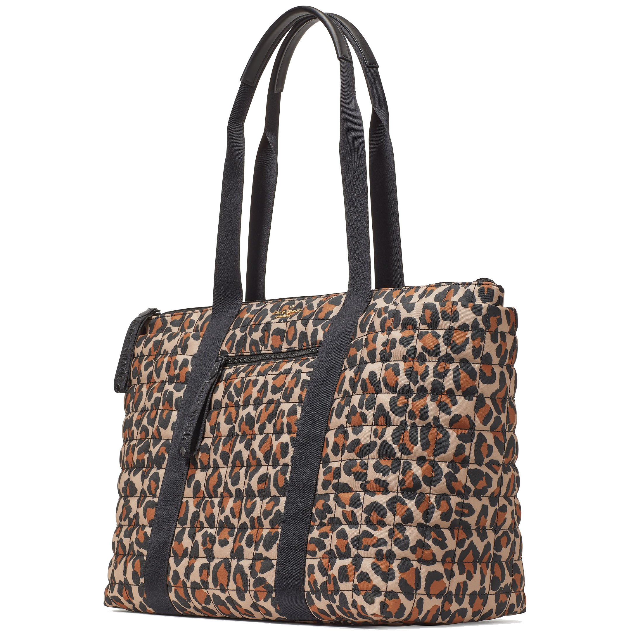 Kate Spade Camden Quilted Leopard Extra Large Tote Brown Multi # KH406