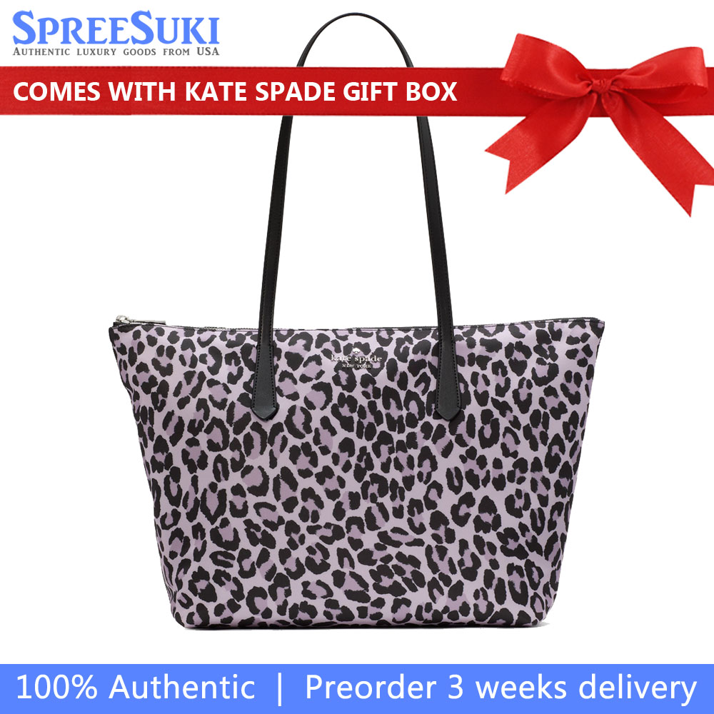 Kate Spade Kitt Spotted Leopard Medium Tote Violet Mist Multi # KI888