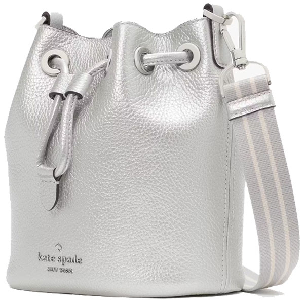 Kate Spade Rosie Metallic Small Bucket Bag Deco Silver # KI893