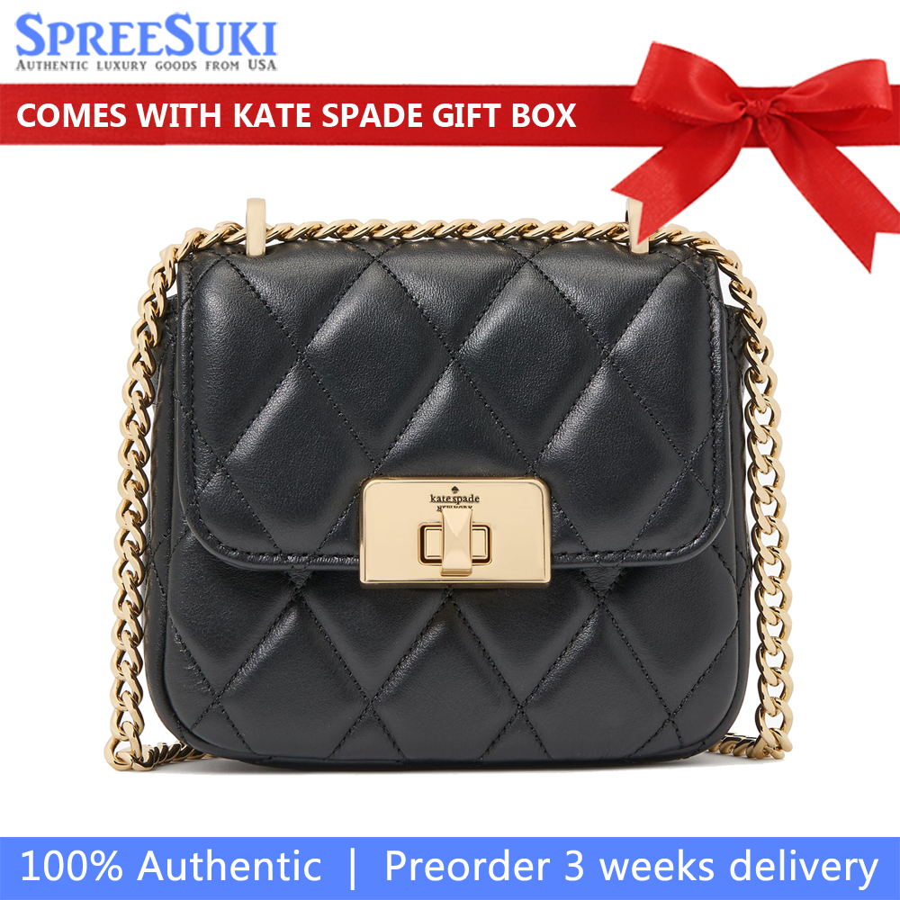 Kate Spade Carey Quilted Micro Flap Crossbody Black # KJ956