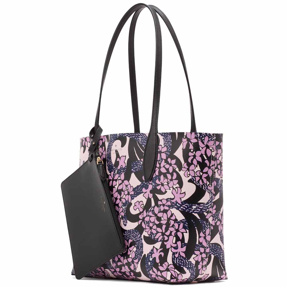 Kate Spade Snake Garden Printed Reversible Tote Pink Multi # KI976