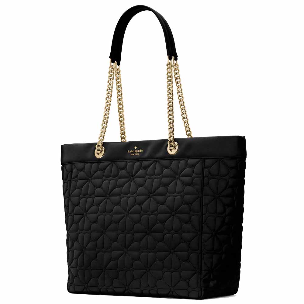 Kate Spade Spade Flower Quilted Nylon Xl Tote Black # KK074