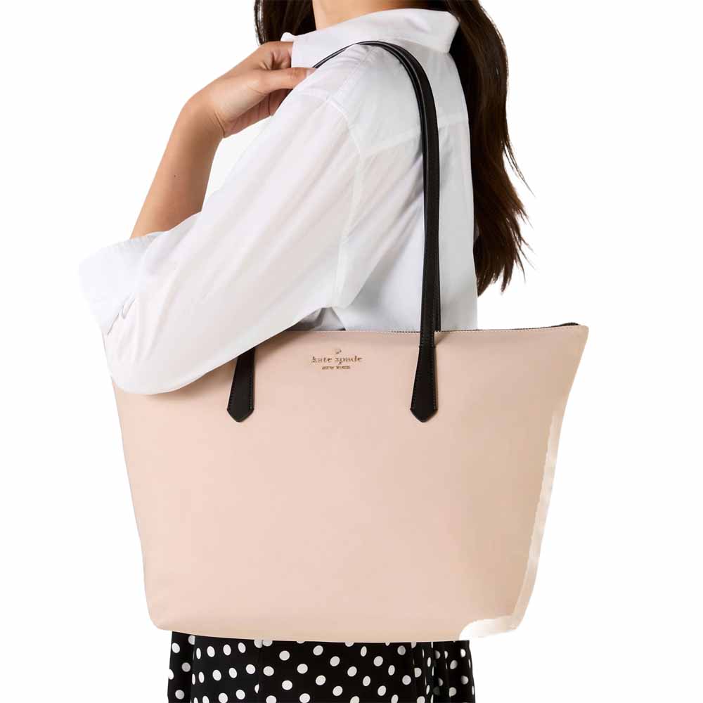 Kate Spade Kitt Nylon Medium Tote Warm Beige Multi # KG460