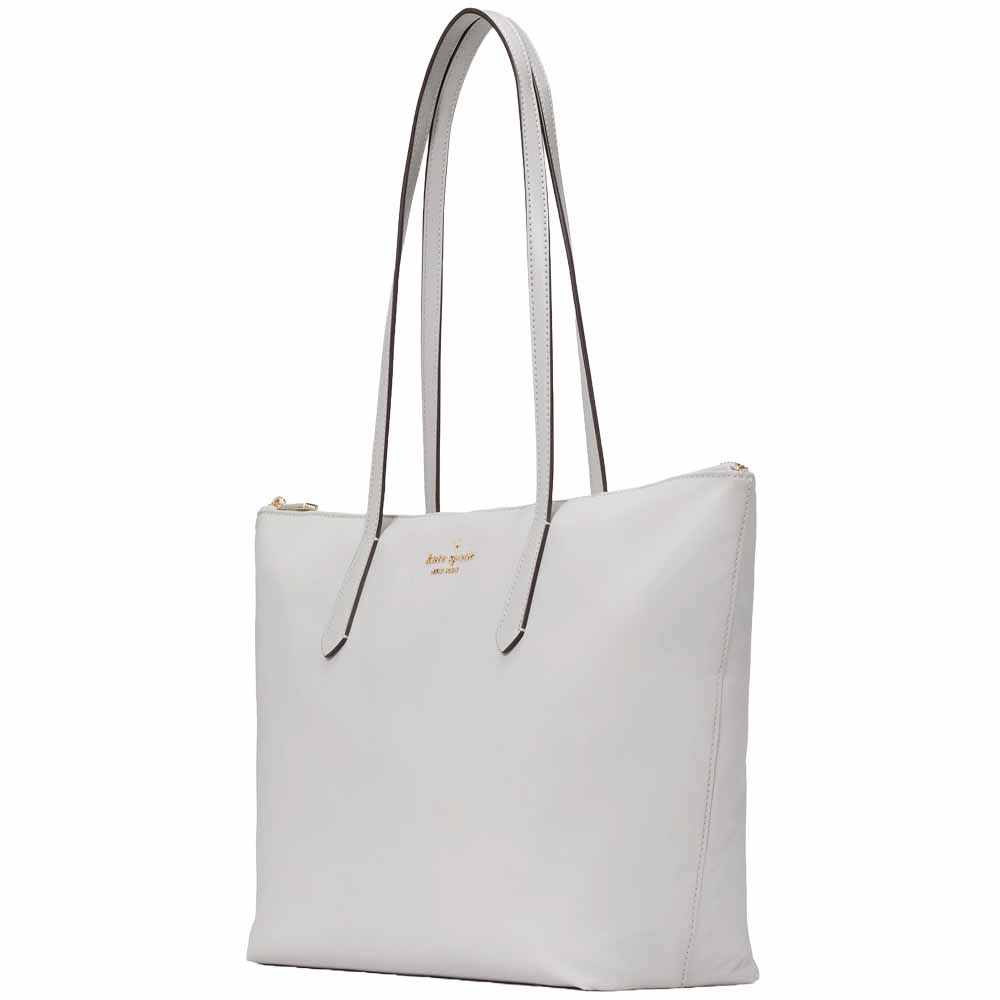 Kate Spade Kitt Nylon Medium Tote Platinum Grey # KC455