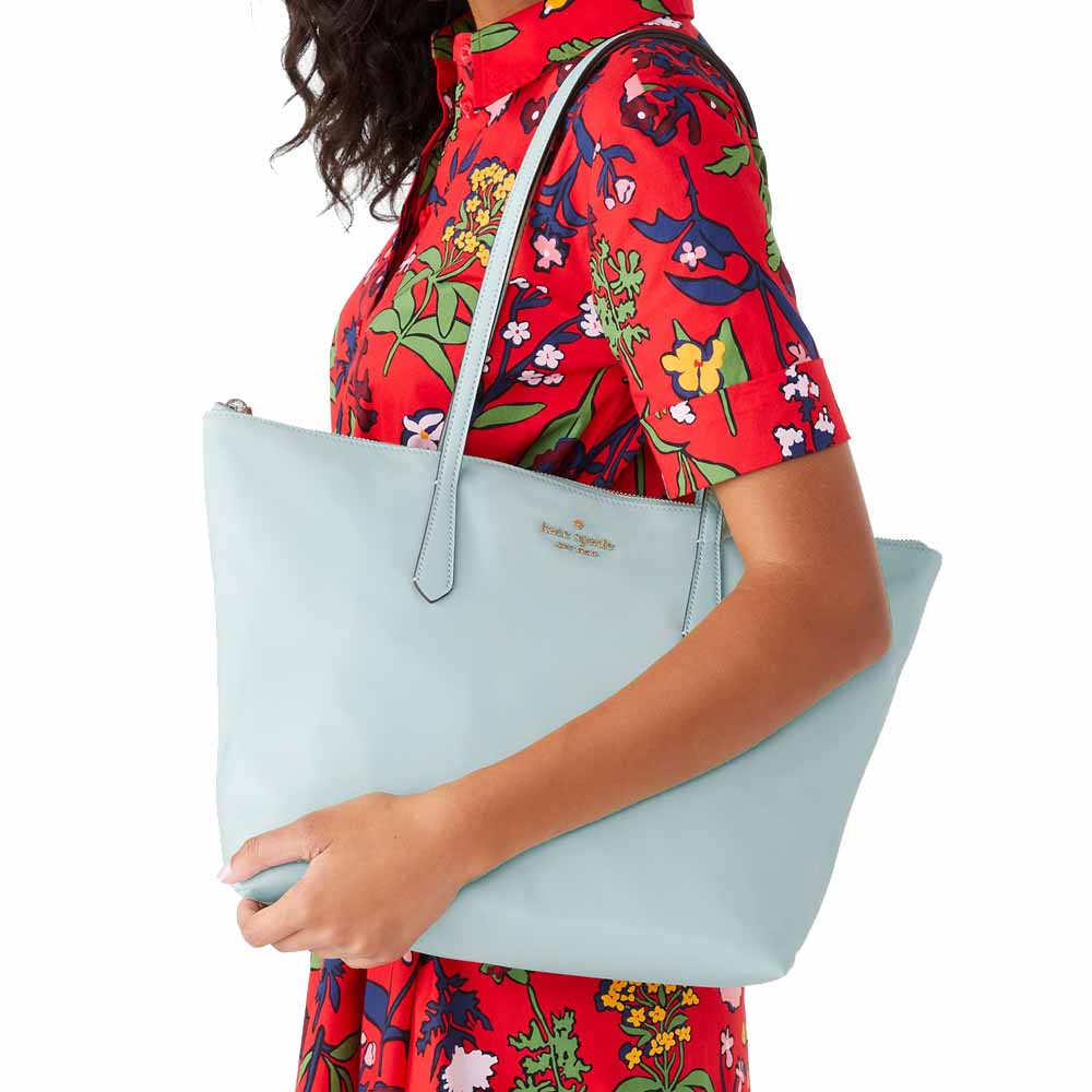 Kate Spade Kitt Nylon Medium Tote Blue Glow # KC455