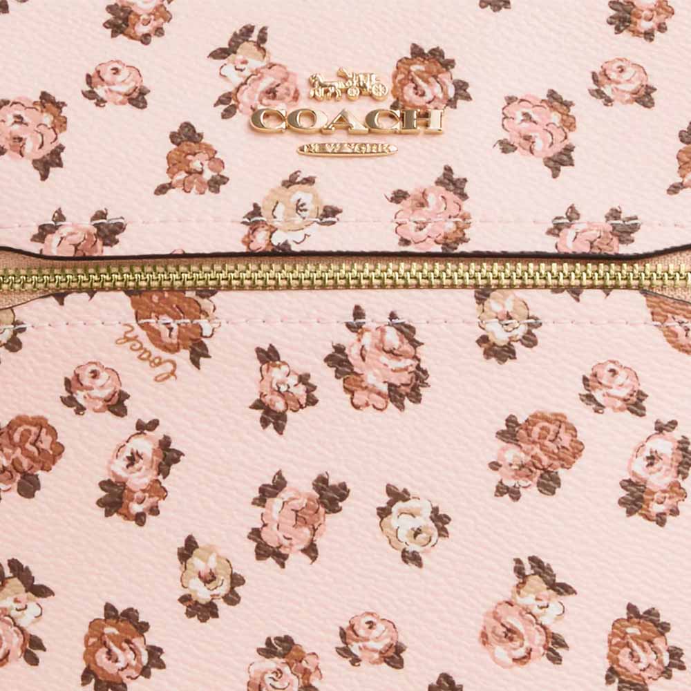 Coach Mini Rowan File Bag With Rose Print Blush Multi # CAB05