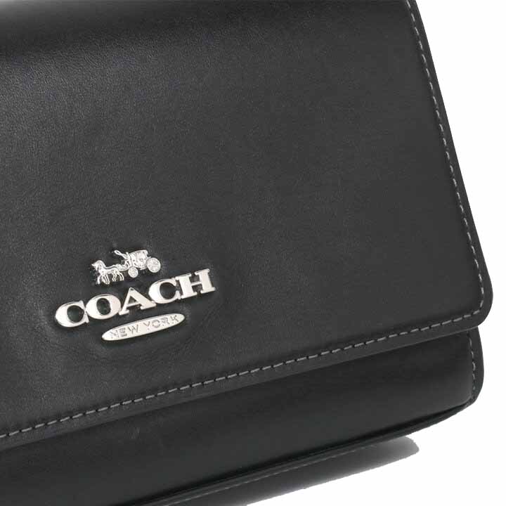 Coach Flap Clutch Crossbody Silver Black # CP034