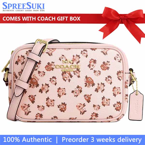 Coach Mini Jamie Camera Bag With Rose Print Blush Multi # CY780