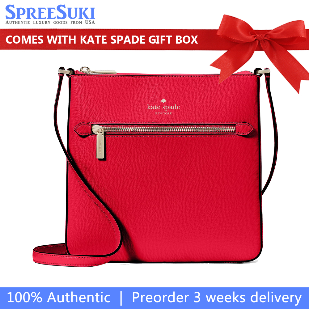 Kate Spade Sadie Saffiano Leather North South Crossbody Bag Sling Ruby Red # K7379