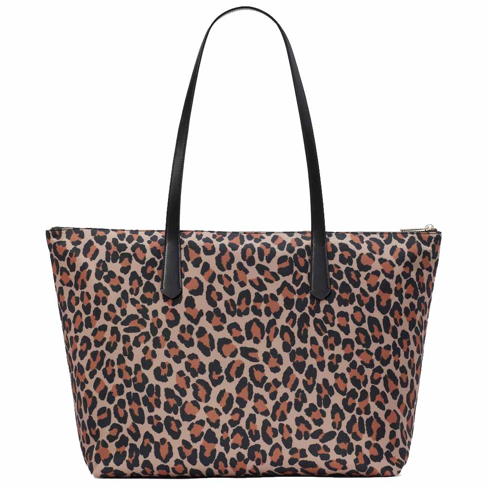 Kate Spade Kitt Nylon Leopard Extra Large Tote Brown Multi # KH395