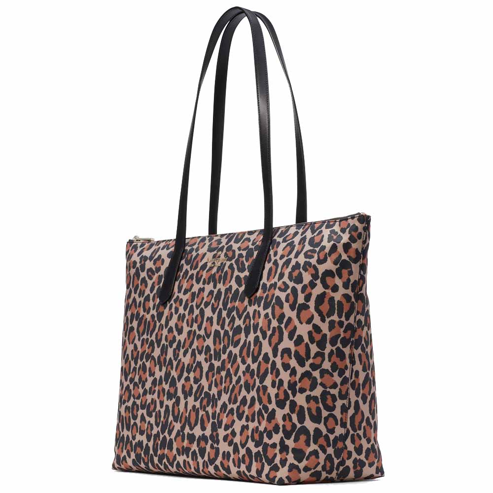 Kate Spade Kitt Nylon Leopard Extra Large Tote Brown Multi # KH395