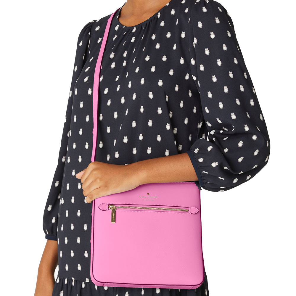 Kate Spade Sadie Saffiano Leather North South Crossbody Bag Sling Surf Pink # K7379