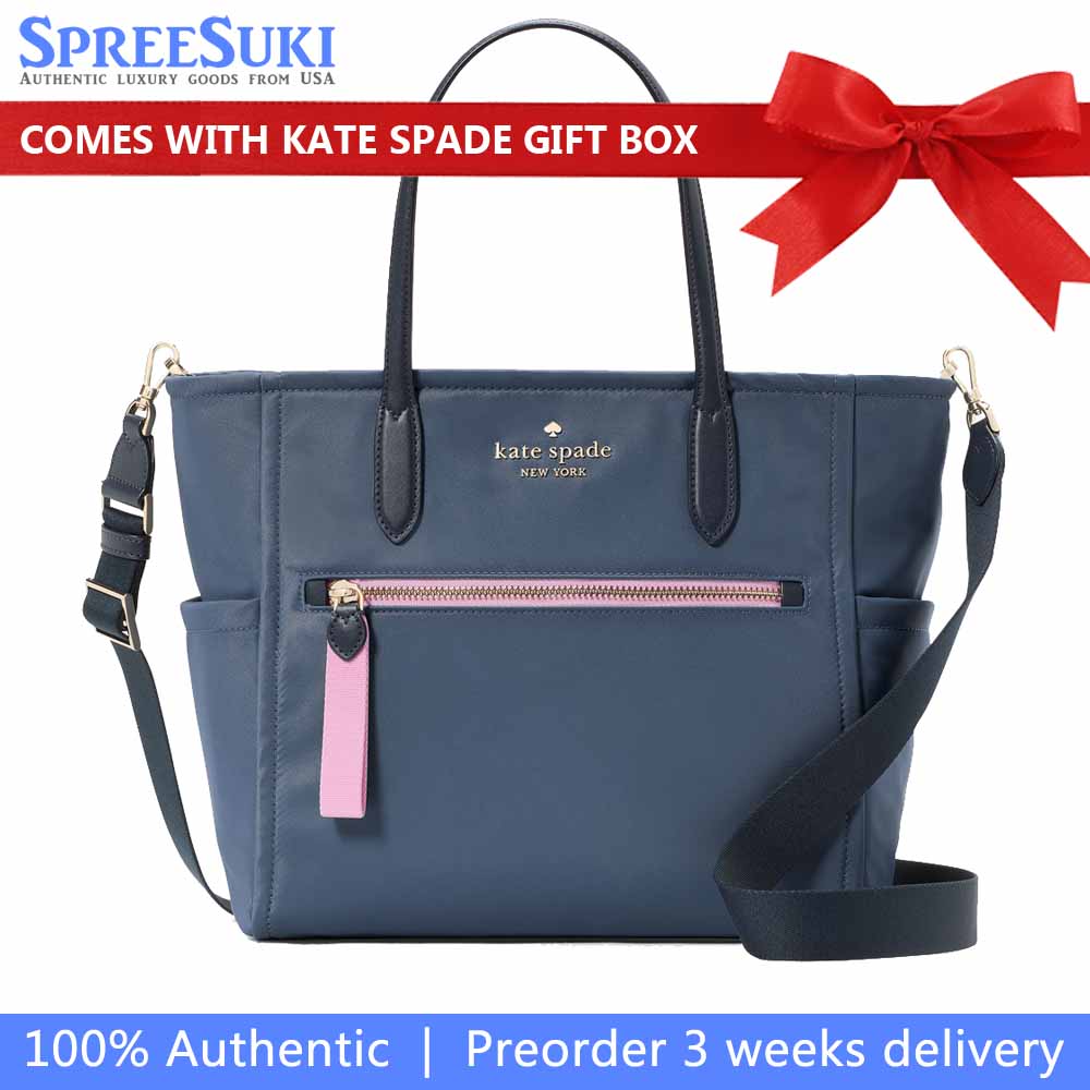 Kate Spade Chelsea Nylon Medium Satchel Bluestone Multi # KE404