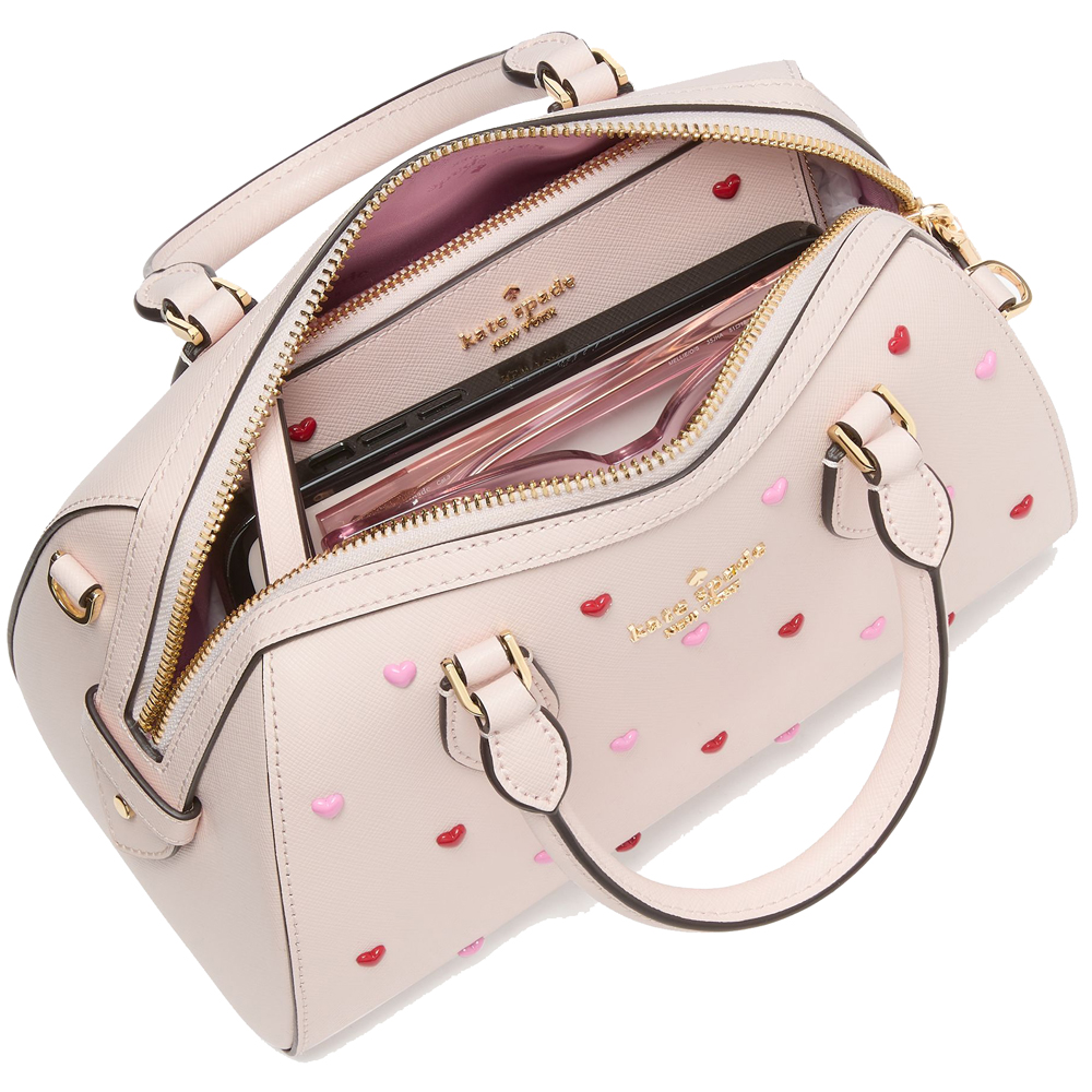 Kate Spade Madison Heart Studs Small Dolly Duffle Powdered Sugar # KK211