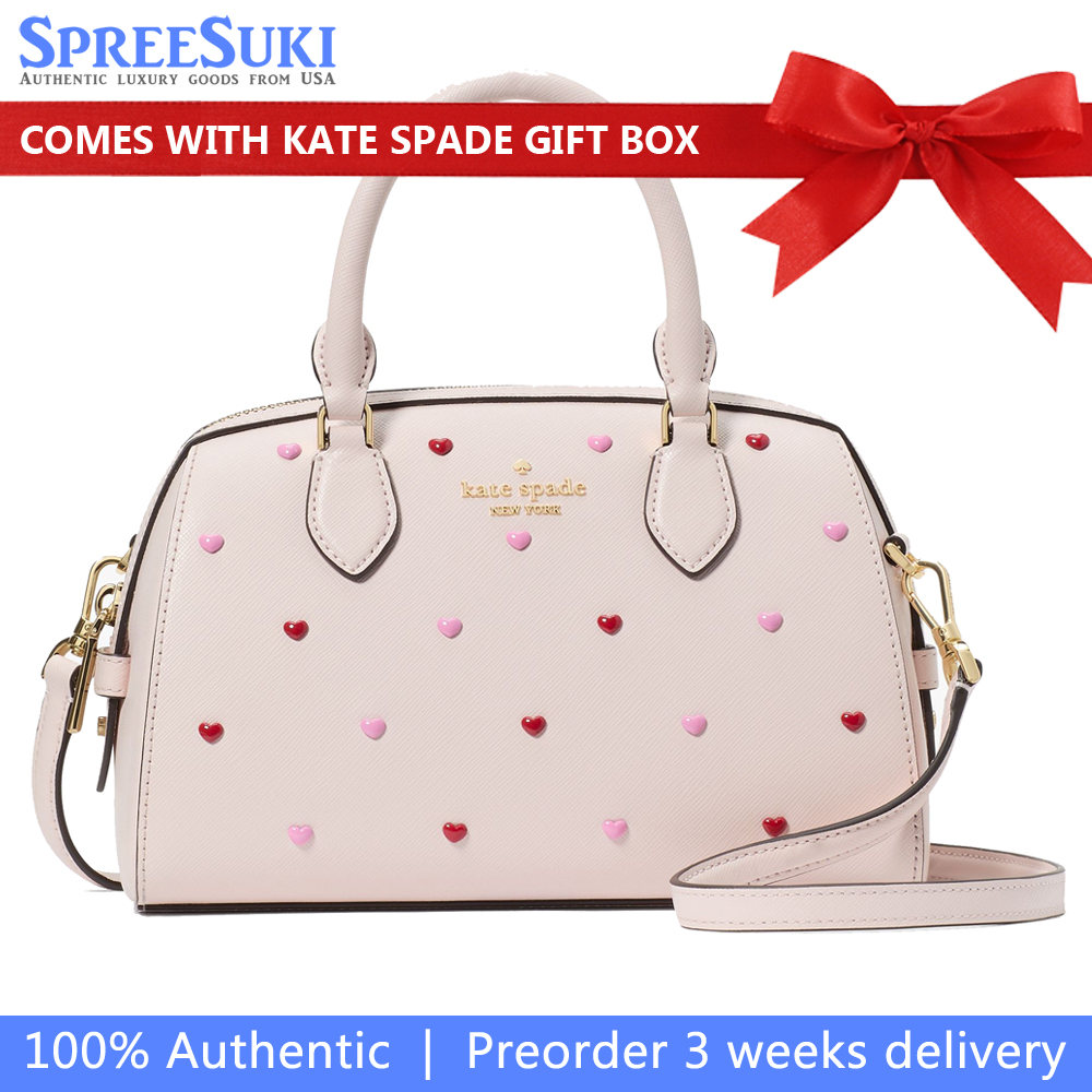 Kate Spade Madison Heart Studs Small Dolly Duffle Powdered Sugar # KK211