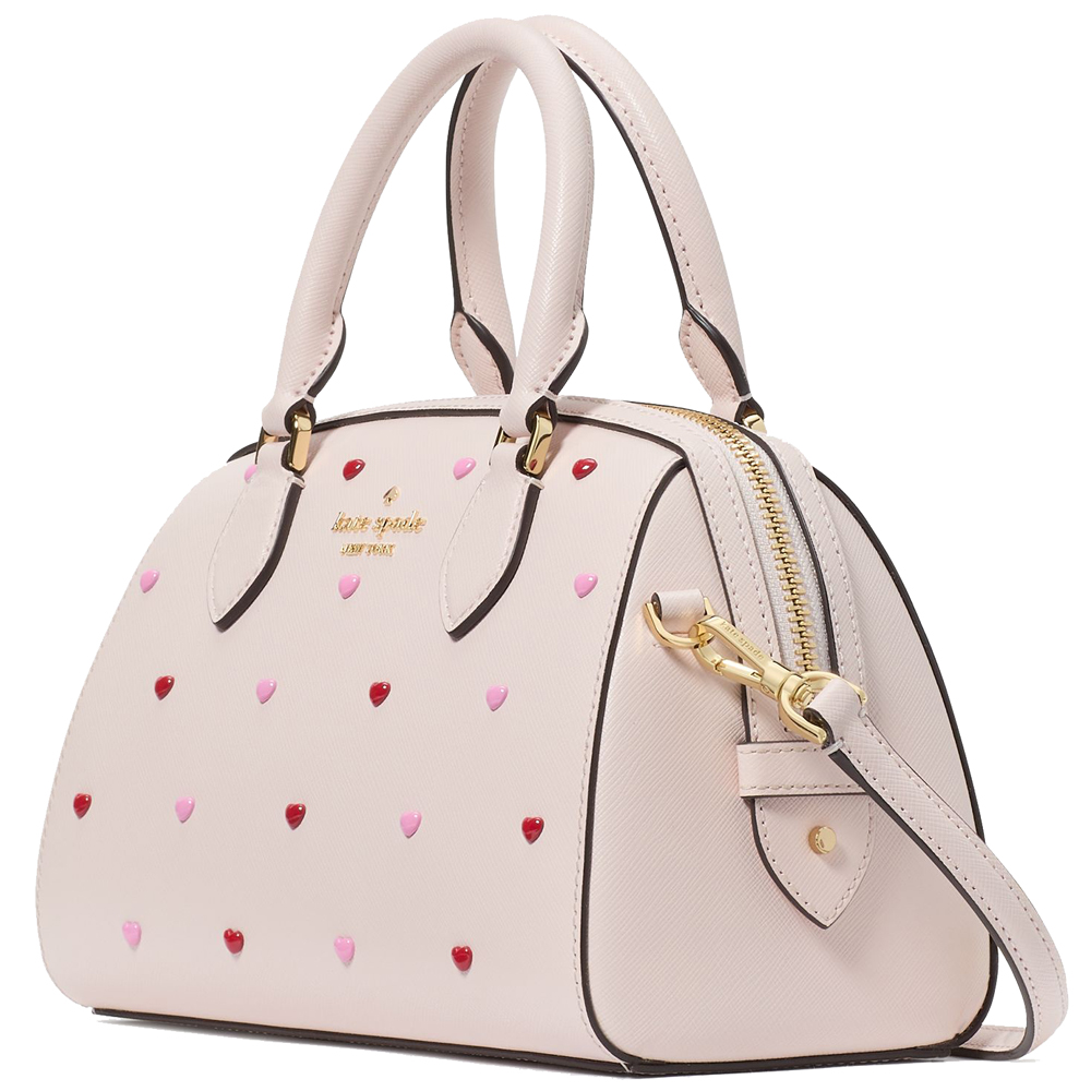 Kate Spade Madison Heart Studs Small Dolly Duffle Powdered Sugar # KK211