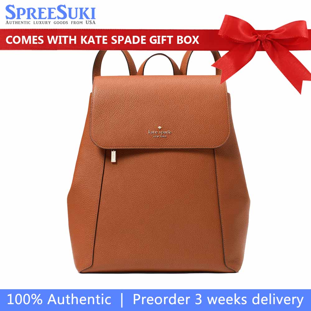 Kate Spade Lena Large Flap Backpack Warm Gingerbread # KH437