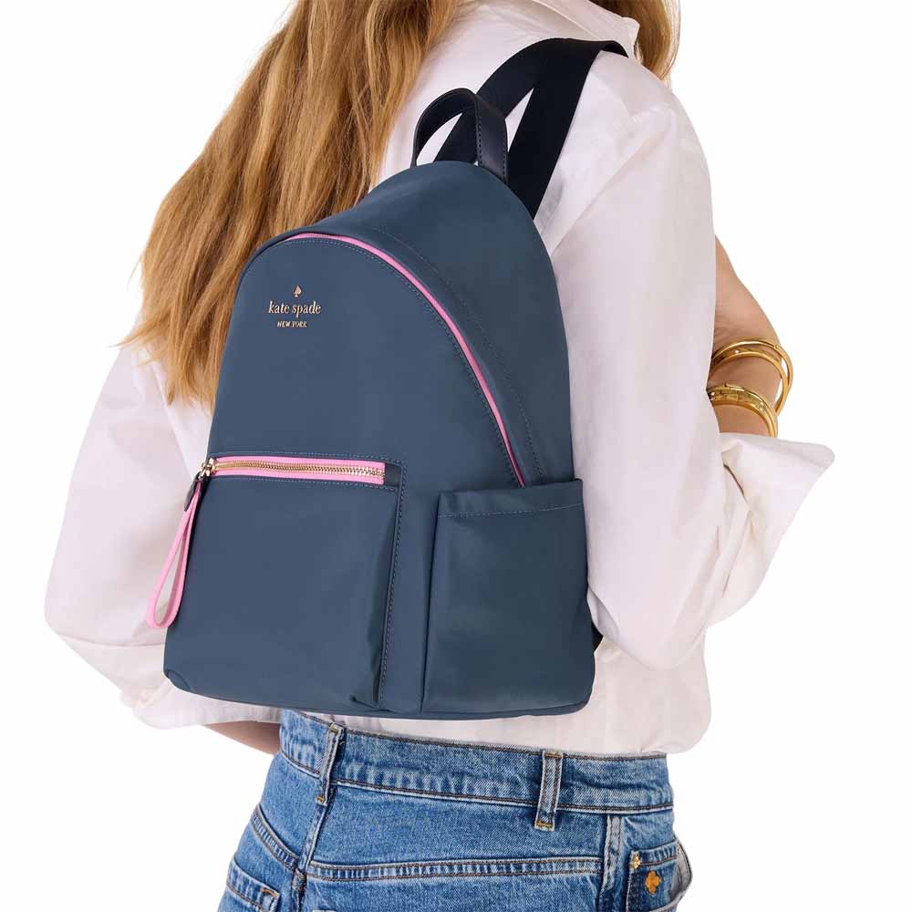 Kate Spade Chelsea Medium Nylon Backpack Bag Bluestone Multi # KE955