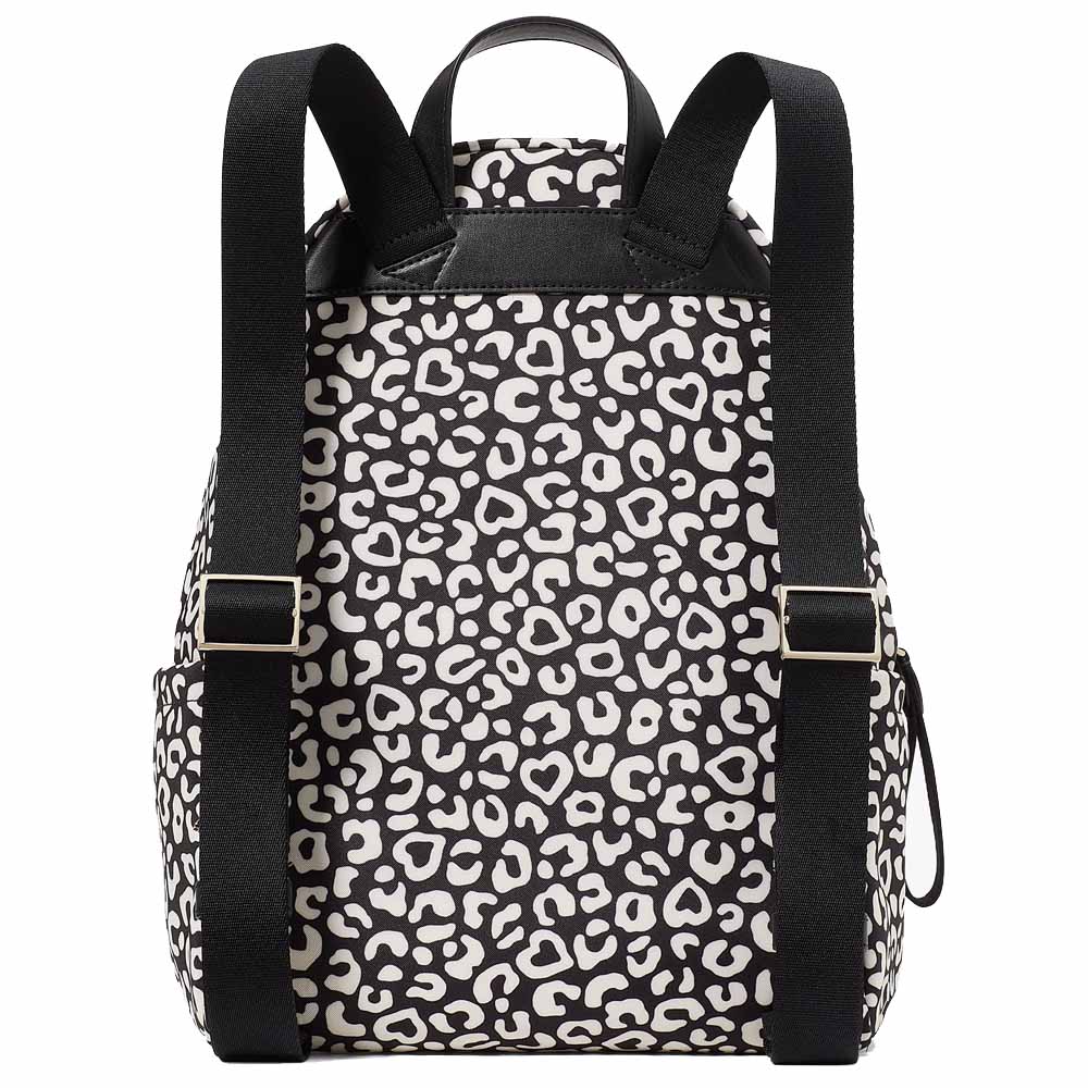 Kate Spade Chelsea Leopard Heart Medium Backpack Black Multi # KF338