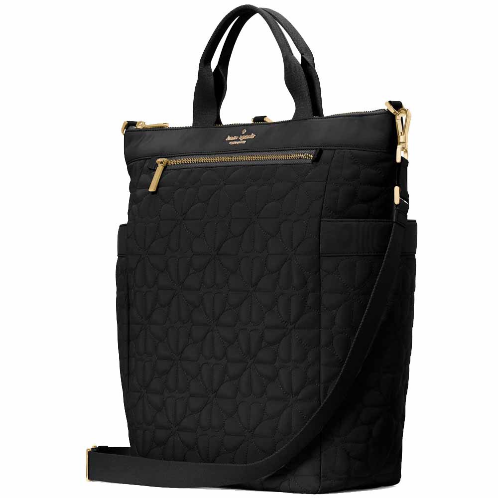 Kate Spade Spade Flower Quilted Fabric Convertible Backpack Black # KK161