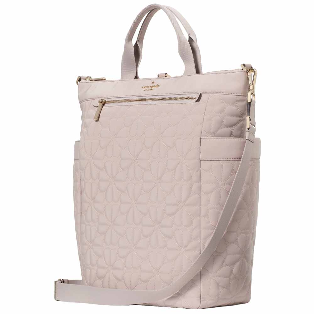 Kate Spade Spade Flower Quilted Fabric Convertible Backpack Cozy Grey # KK161