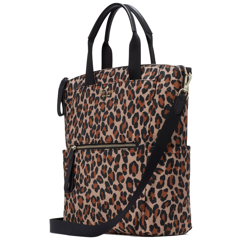 Kate Spade Chelsea Spotted Leopard Large Convertible Backpack Brown Multi # KI375