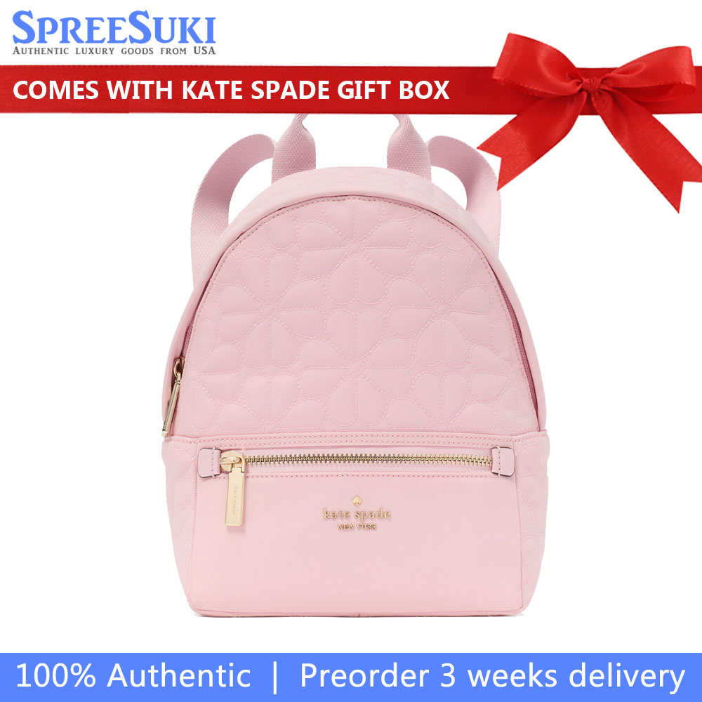 Kate Spade Spade Flower Quilted Fabric Small Backpack Pink Horizon # KK158