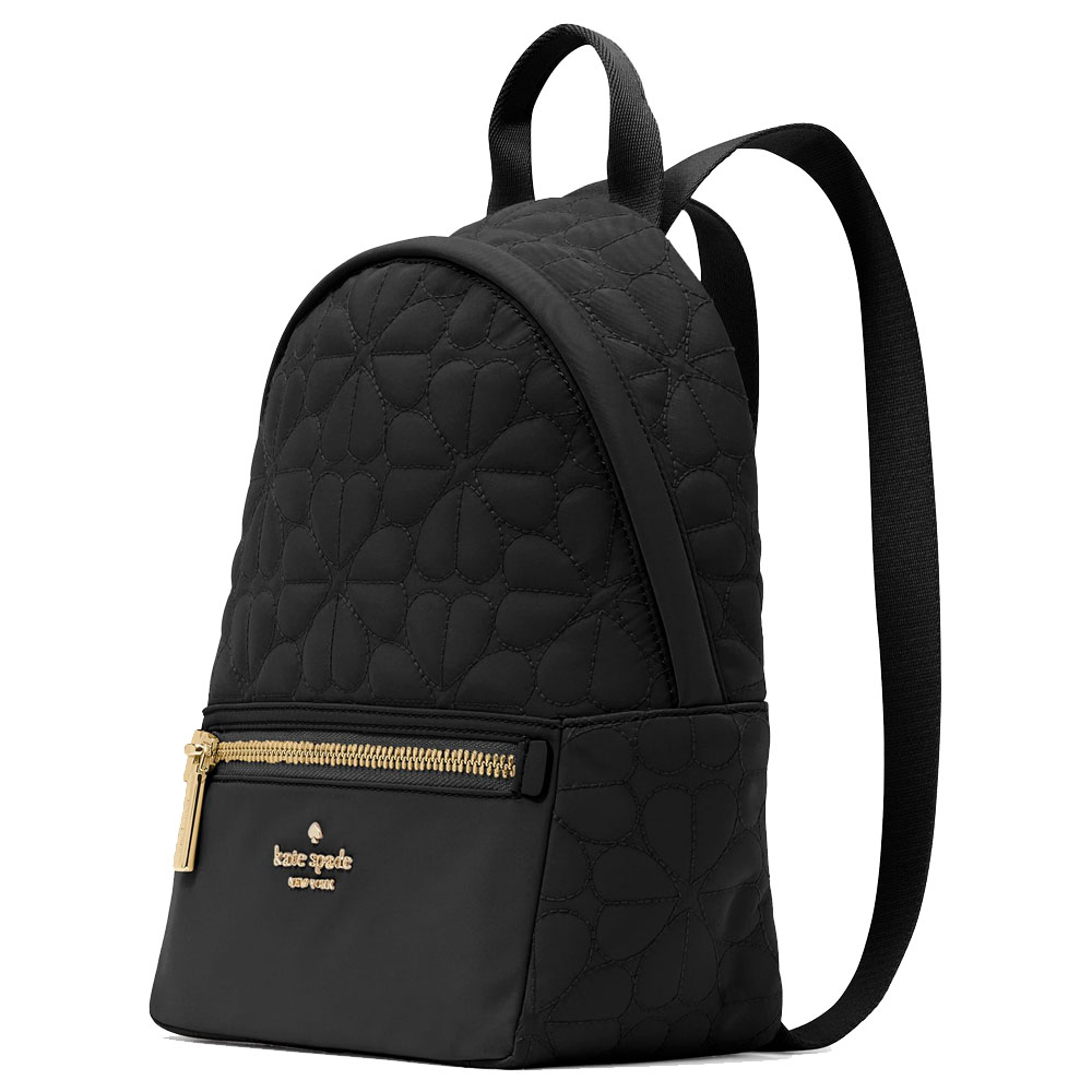 Kate Spade Spade Flower Quilted Fabric Small Backpack Black # KK158