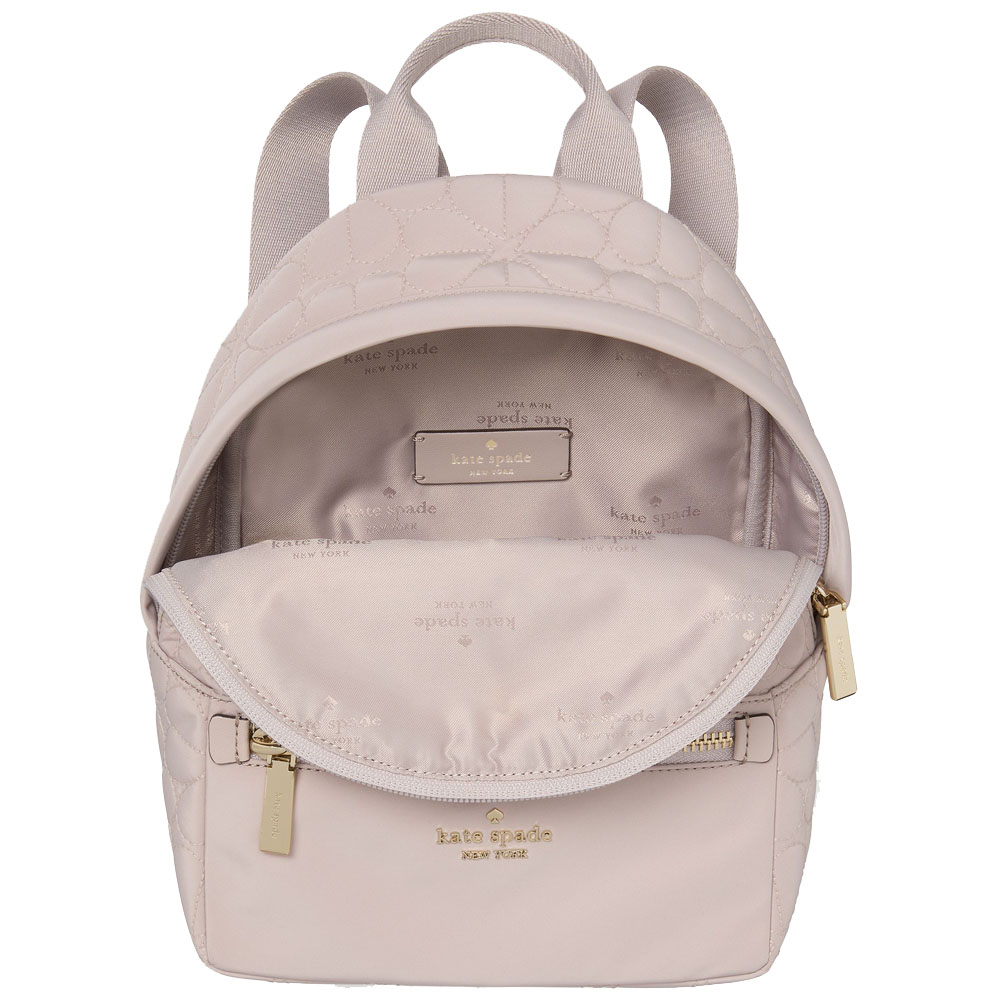 Kate Spade Spade Flower Quilted Fabric Small Backpack Cozy Grey # KK158