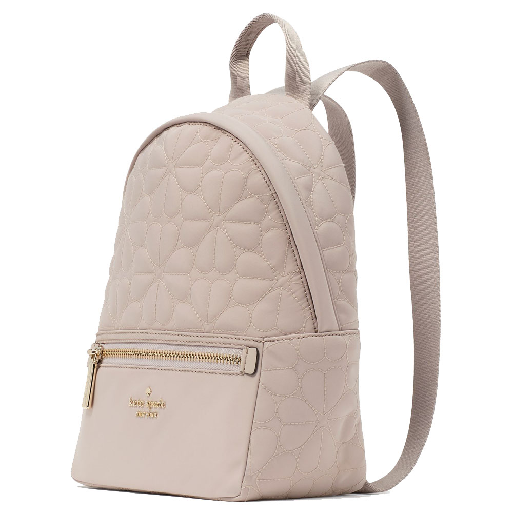 Kate Spade Spade Flower Quilted Fabric Small Backpack Cozy Grey # KK158