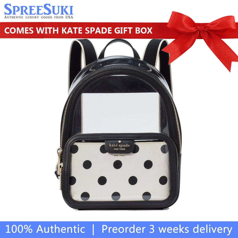 Kate Spade Clare See Through Small Backpack Black Multi # KG082