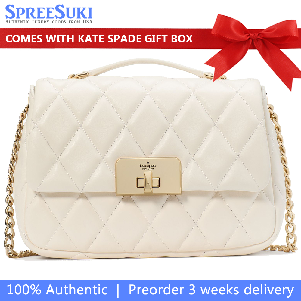 Kate Spade Carey Quilted Small Flap Crossbody Meringue # KJ949