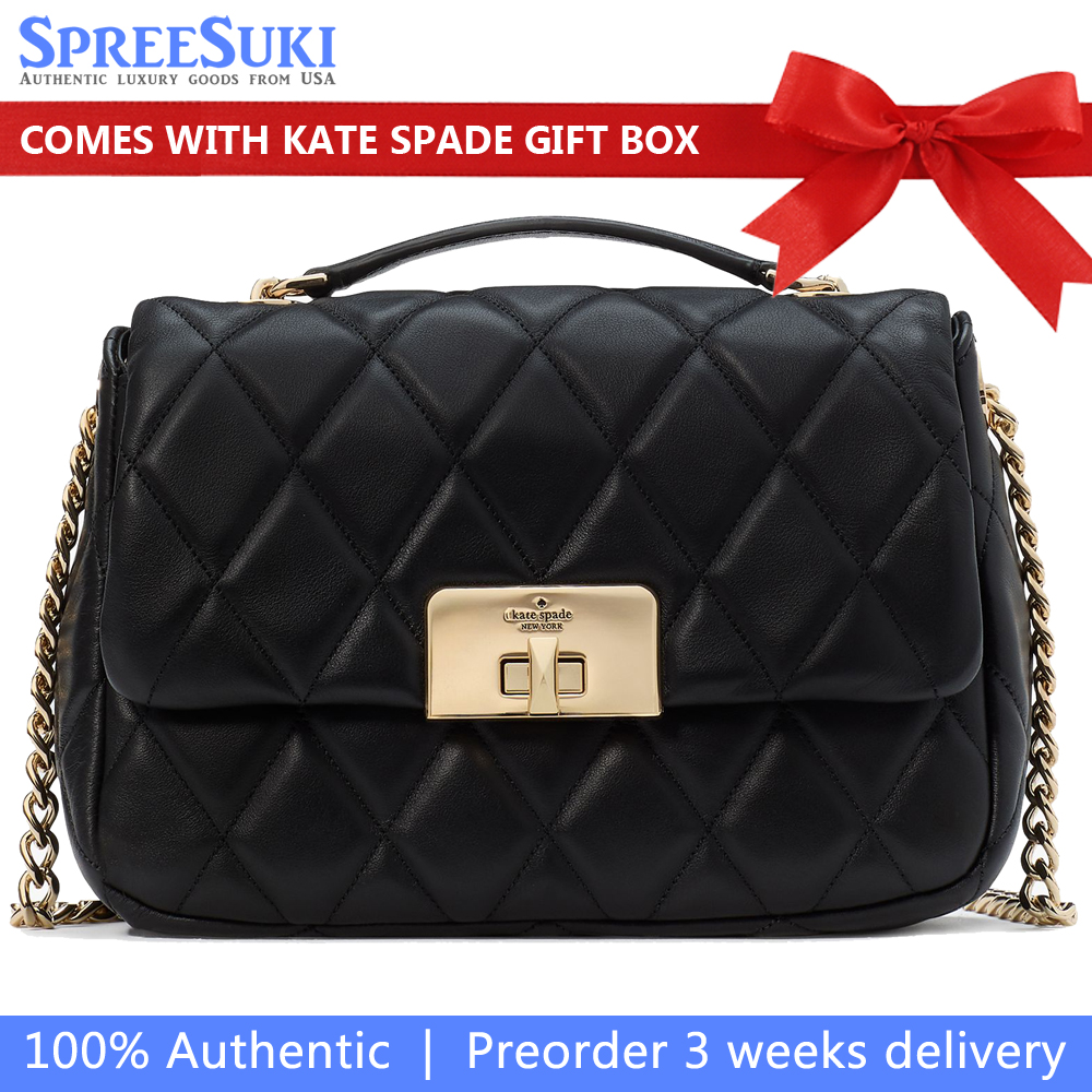 Kate Spade Carey Quilted Small Flap Crossbody Black # KJ949