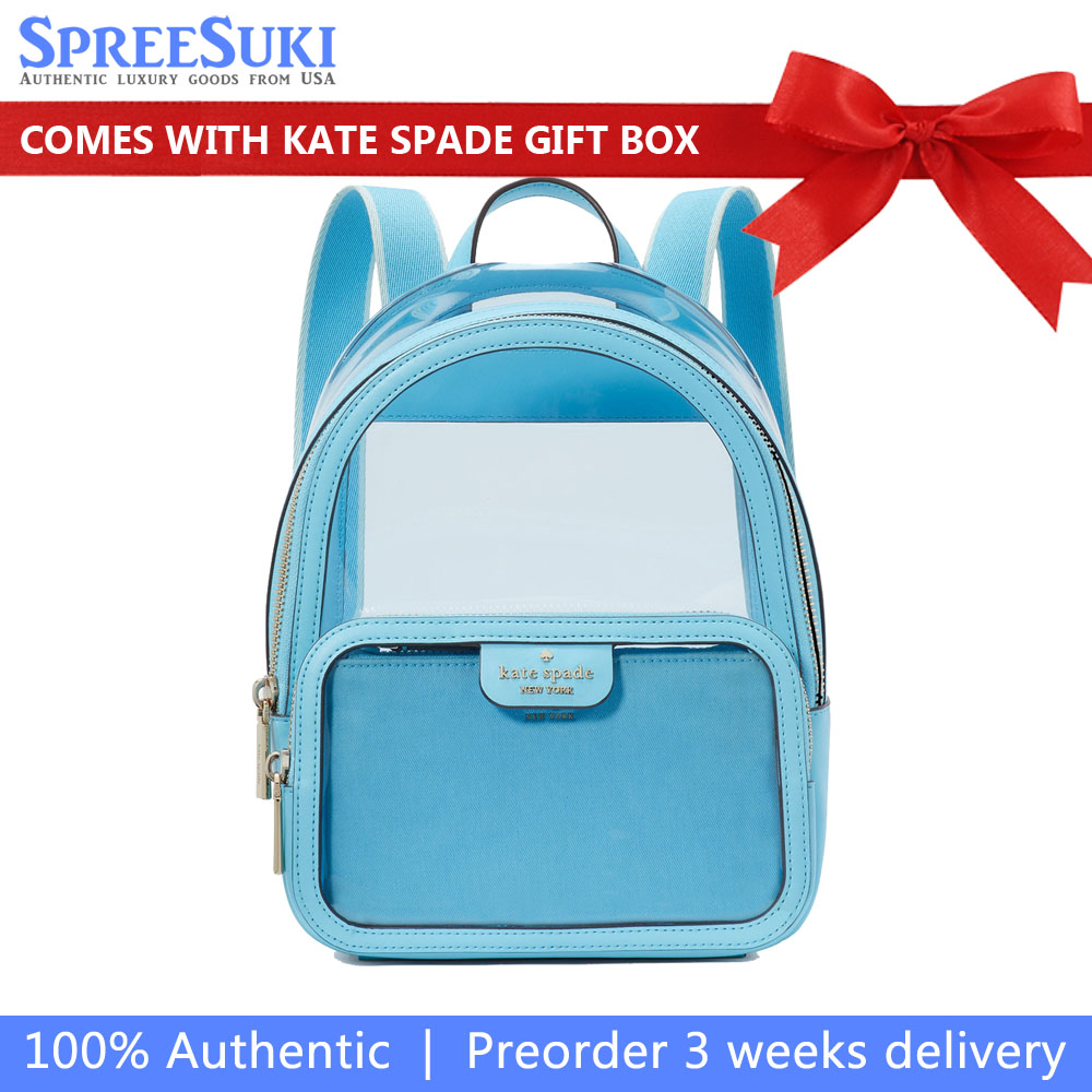 Kate Spade Clare See Through Small Backpack Blue Agate Multi # KG079