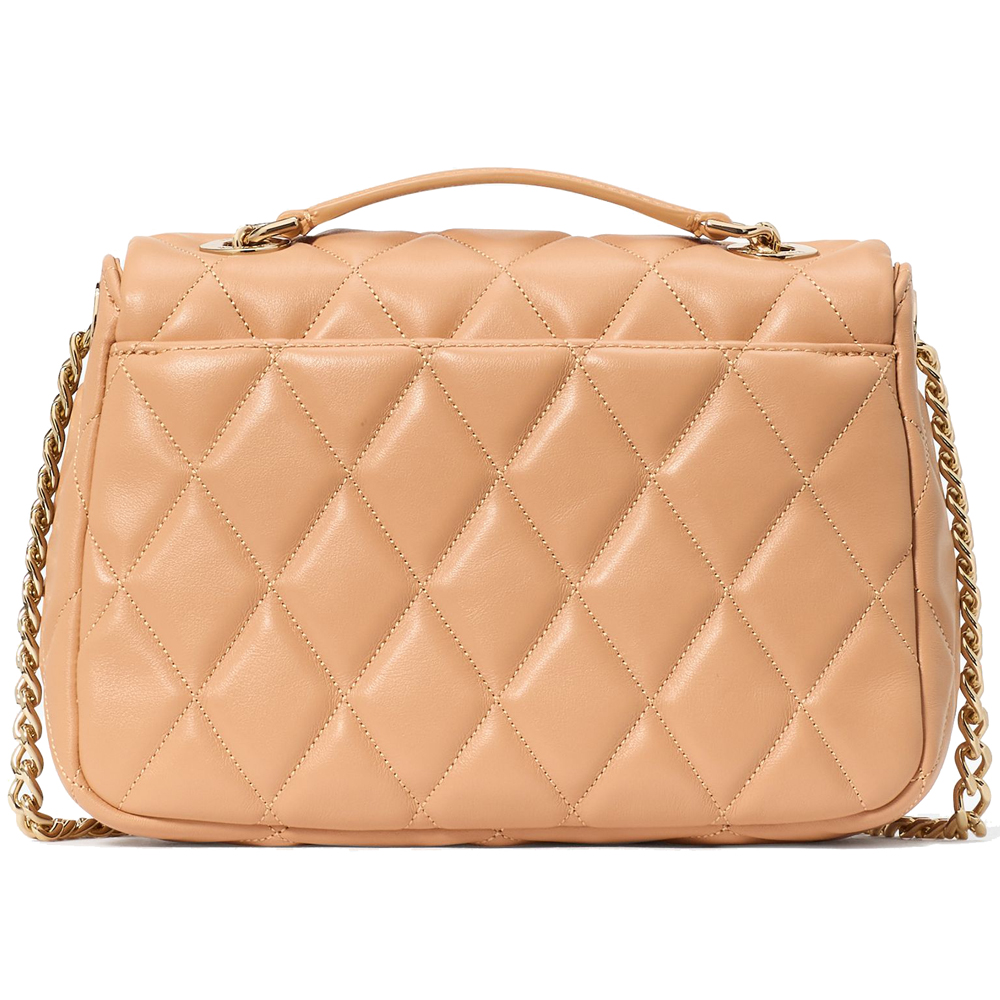 Kate Spade Carey Quilted Small Flap Crossbody Tiramisu Mousse # KJ949