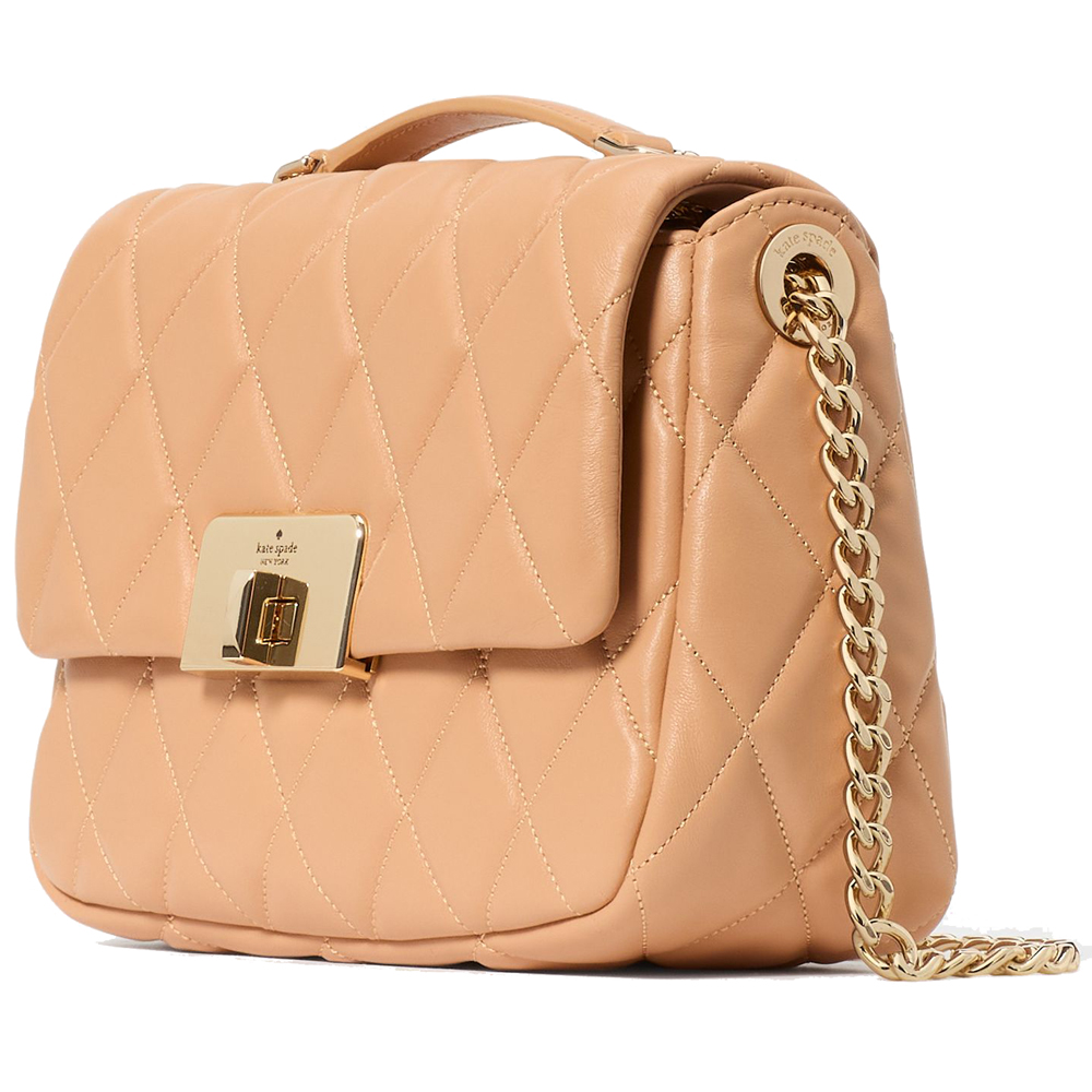 Kate Spade Carey Quilted Small Flap Crossbody Tiramisu Mousse # KJ949