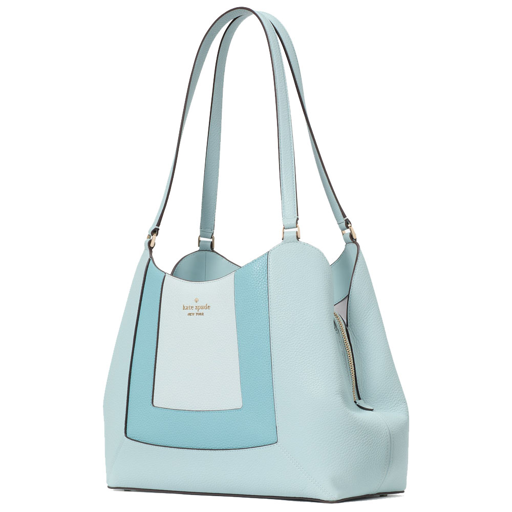 Kate Spade Lena Triple Compartment Shoulder Bag Blue Multicolor # KK107