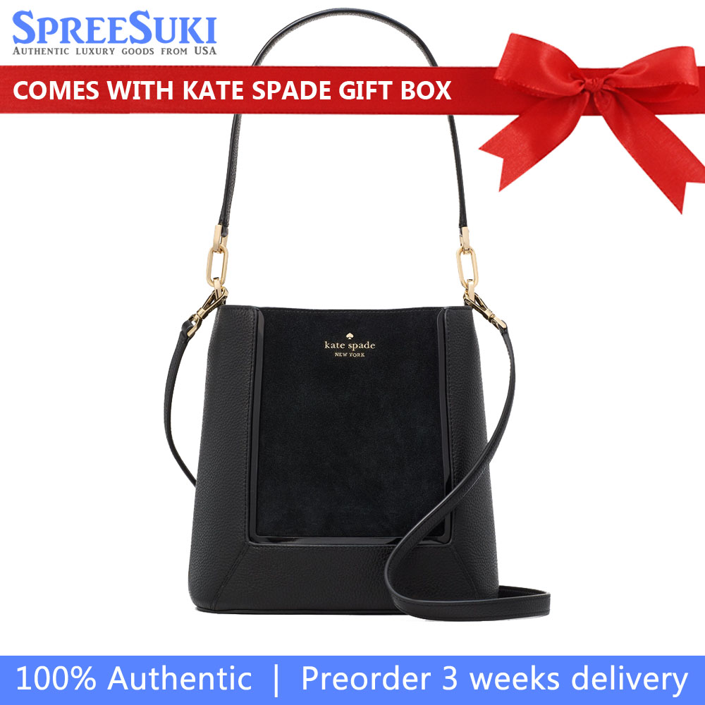 Kate Spade Lena Suede Bucket Bag Black Multi # KI881