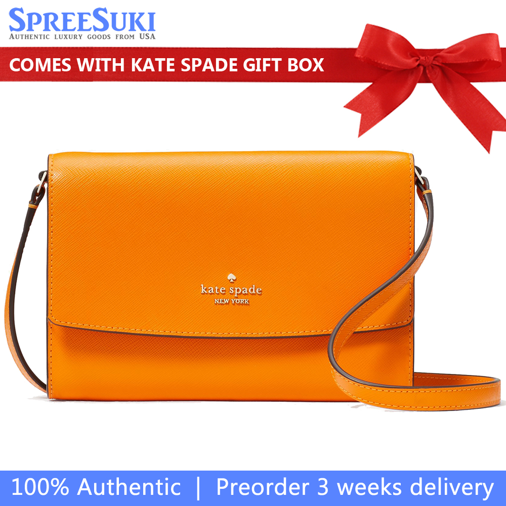 Kate Spade Crossbody Bag Sling Perry Saffiano Wallet On String Turmeric Root # KG029